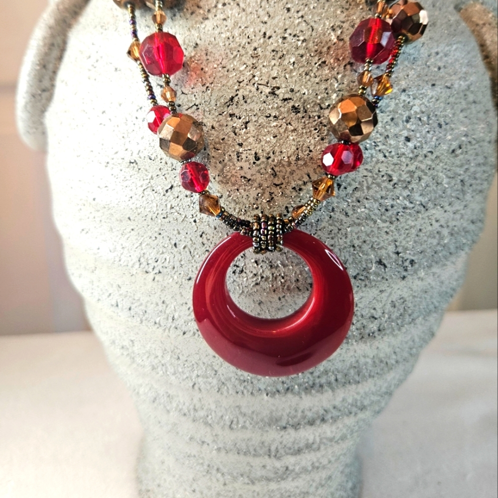 Lia Sophia Red and Gold Necklace